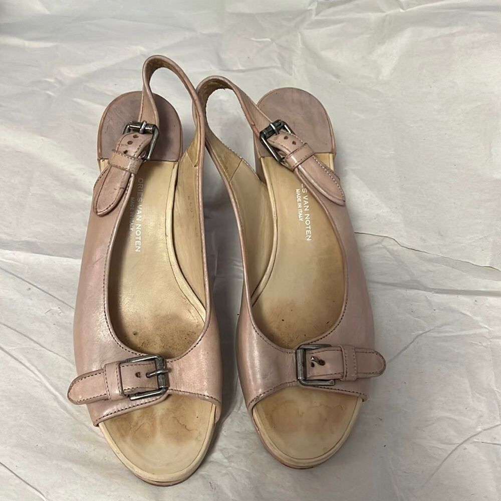 DRIES VON NOTEN LEATHER SANDALS BUCKLE FRONT SIZE 40